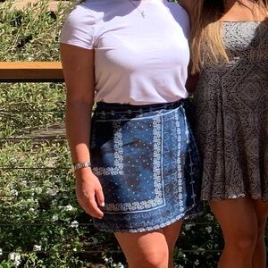 Bandana Patterned Blue and White Wrap Skirt